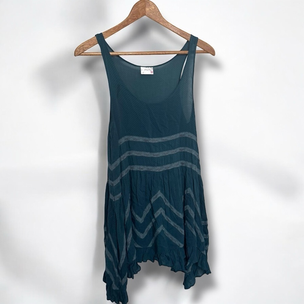 Free people Flowy Teal Trapeze tank top XS boho oversized Fairycore cottage